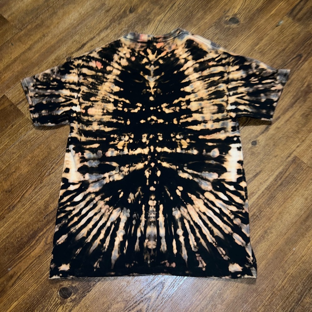 Good Dayz Black Psychedelic Punk Graphic Reverse Tie Dye Short Sleeve Top Size L - Picture 3 of 8